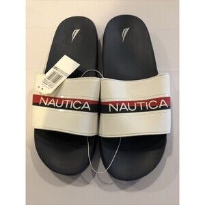NEW Men's Slides 12 navy comfort Nautica Sandal Flip flops Beach Pool
